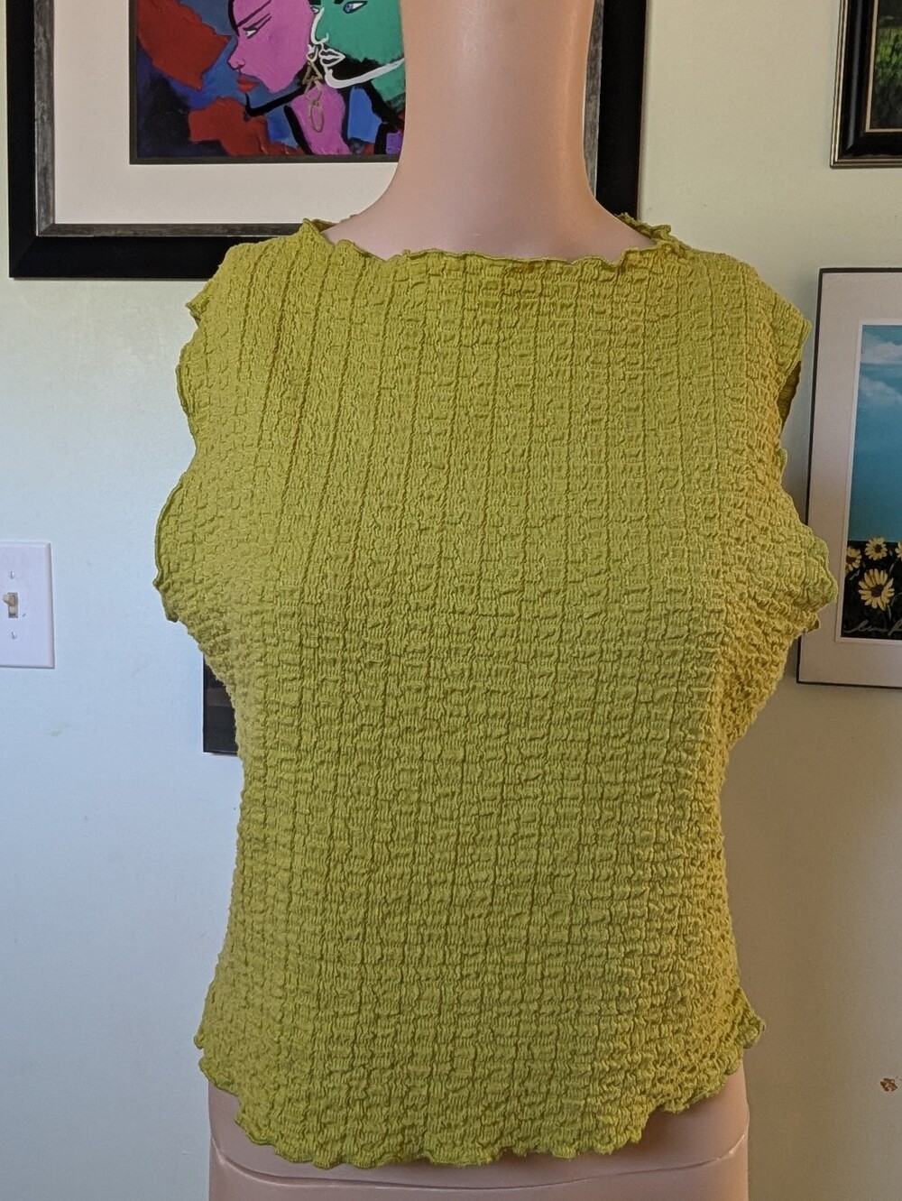 Good Luck Gem Lime Crinkle Sleeveless Tank